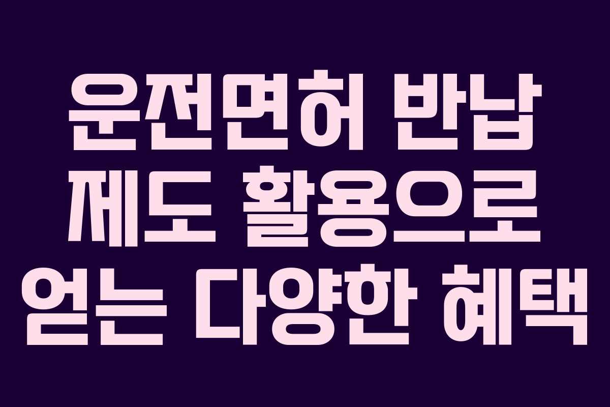 운전면허 반납 제도 활용으로 얻는 다양한 혜택