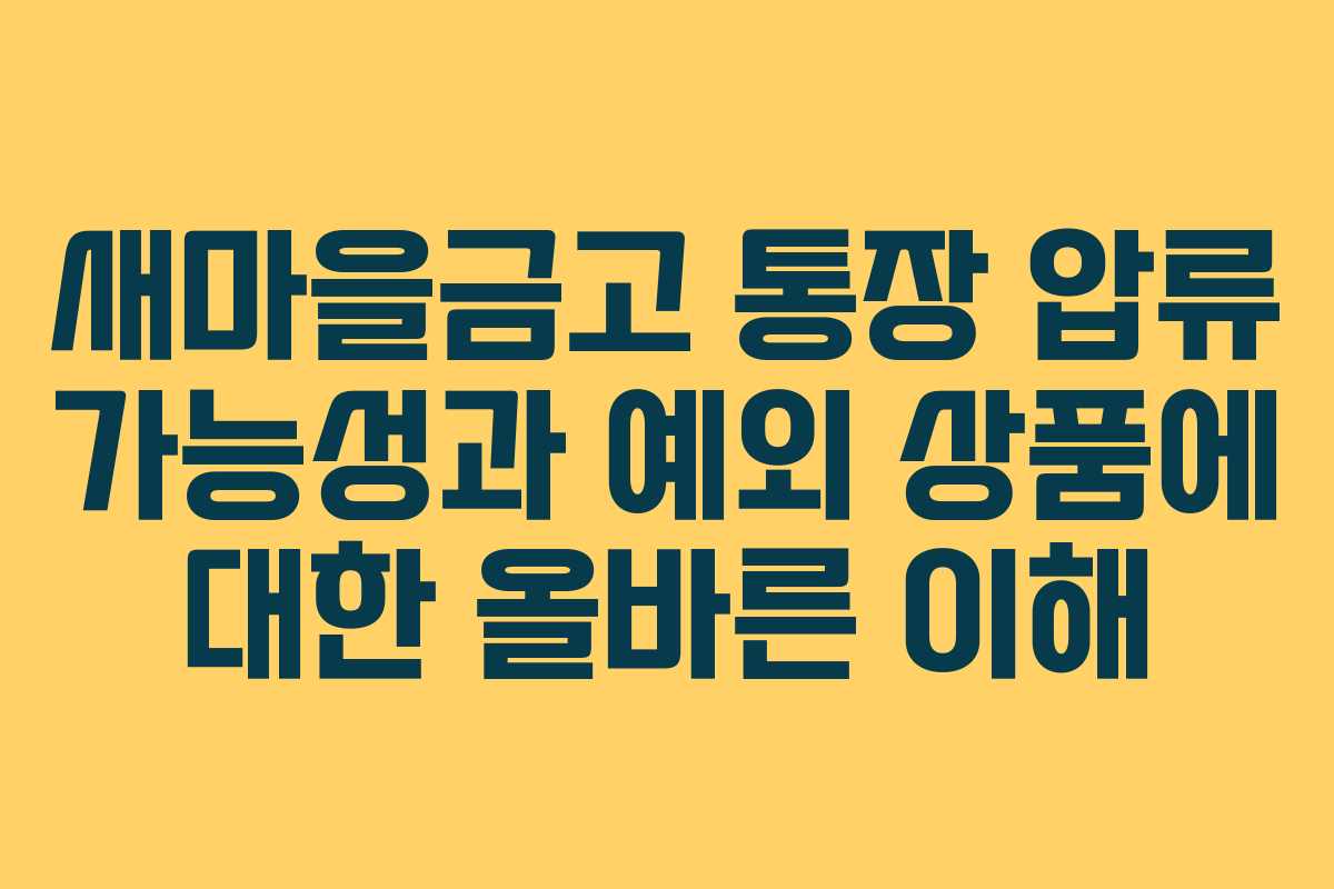 새마을금고 통장 압류 가능성과 예외 상품에 대한 올바른 이해