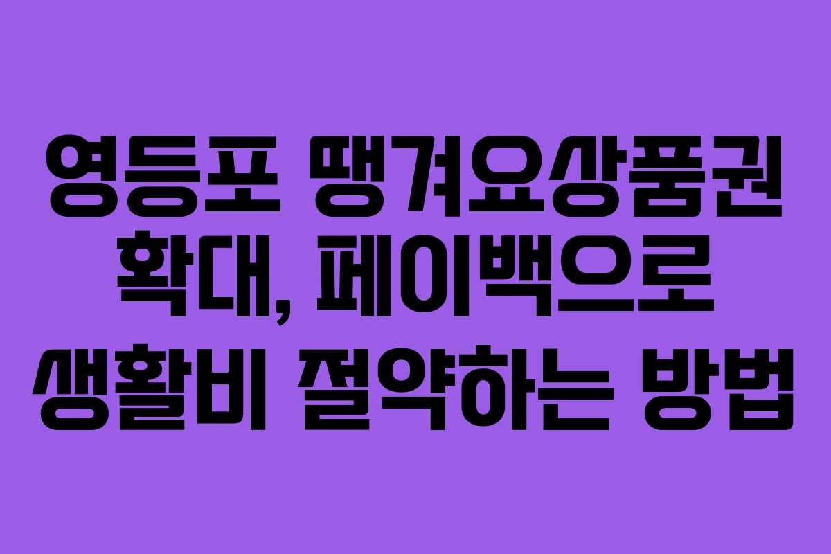 영등포 땡겨요상품권 확대, 페이백으로 생활비 절약하는 방법