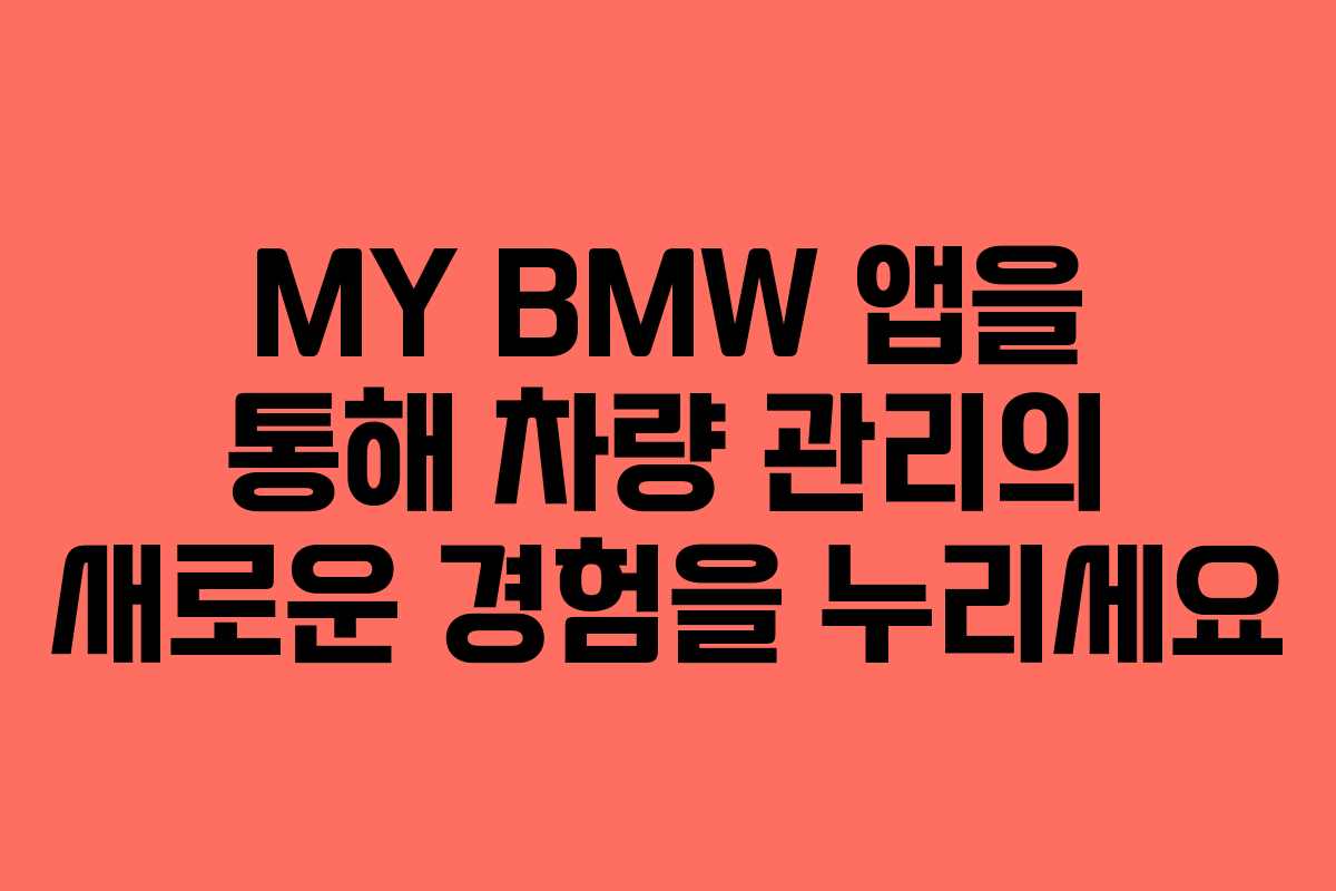 MY BMW 앱을 통해 차량 관리의 새로운 경험을 누리세요