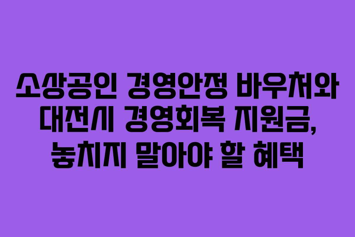 소상공인 경영안정 바우처와 대전시 경영회복 지원금, 놓치지 말아야 할 혜택
