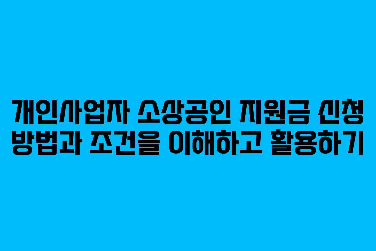 개인사업자 소상공인 지원금 신청 방법과 조건을 이해하고 활용하기