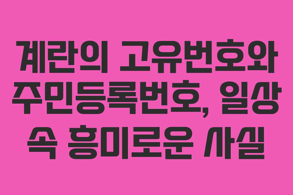 계란의 고유번호와 주민등록번호, 일상 속 흥미로운 사실