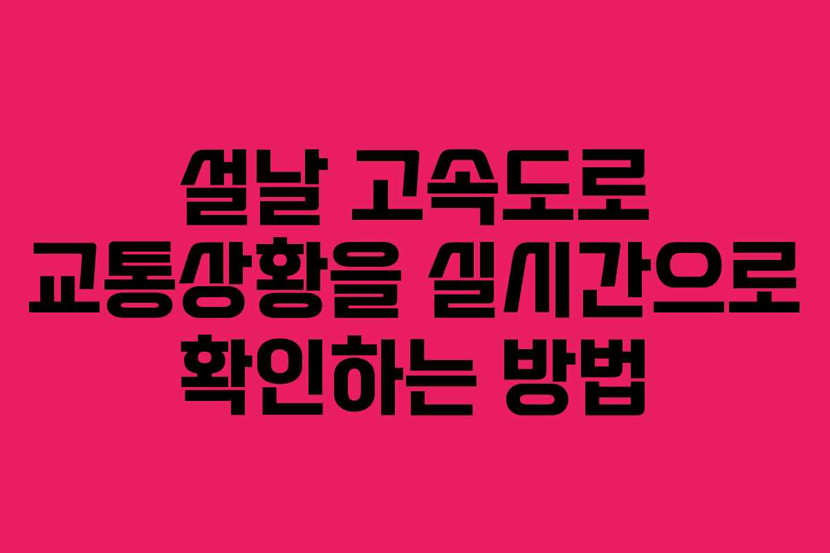 설날 고속도로 교통상황을 실시간으로 확인하는 방법