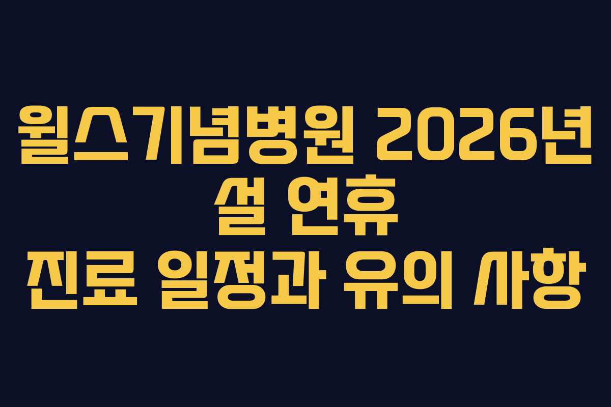 윌스기념병원 2026년 설 연휴 진료 일정과 유의 사항
