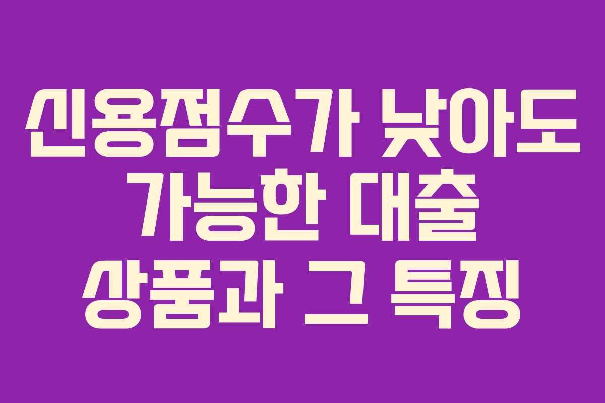신용점수가 낮아도 가능한 대출 상품과 그 특징