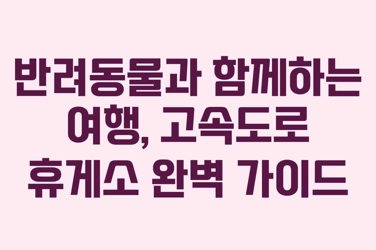 반려동물과 함께하는 여행, 고속도로 휴게소 완벽 가이드