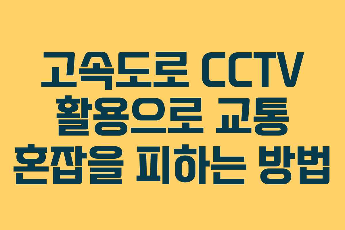 고속도로 CCTV 활용으로 교통 혼잡을 피하는 방법
