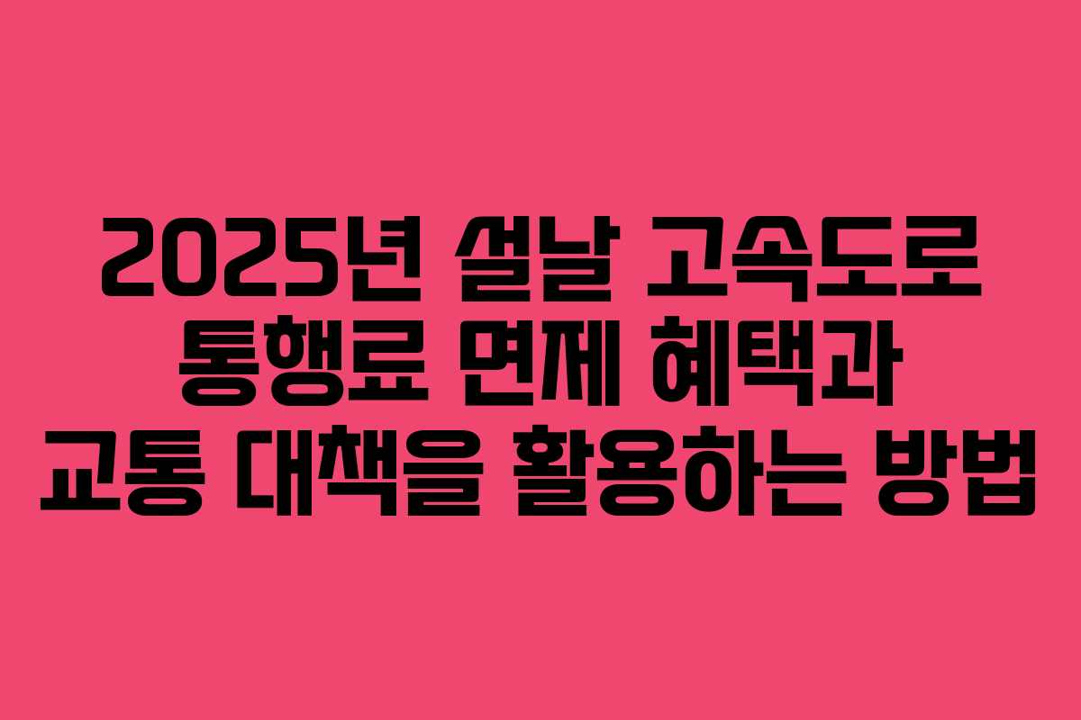 2025년 설날 고속도로 통행료 면제 혜택과 교통 대책을 활용하는 방법