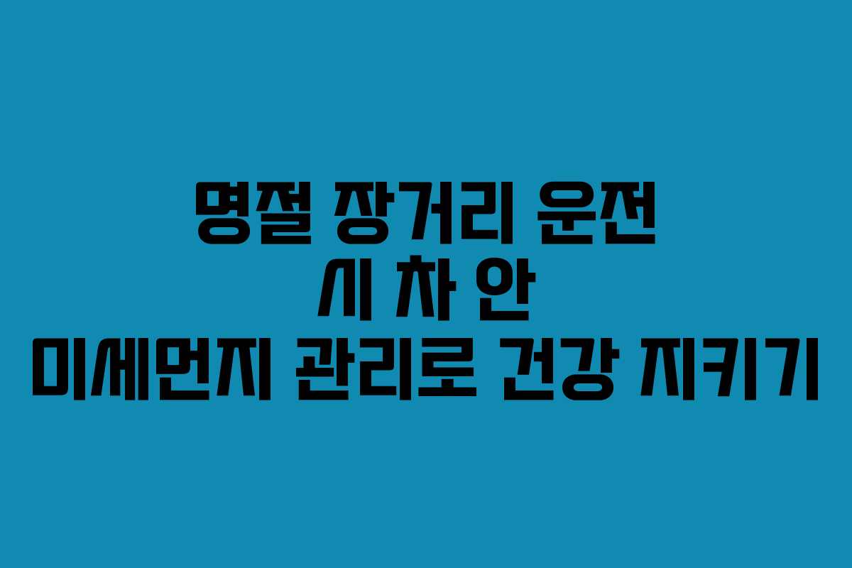 명절 장거리 운전 시 차 안 미세먼지 관리로 건강 지키기