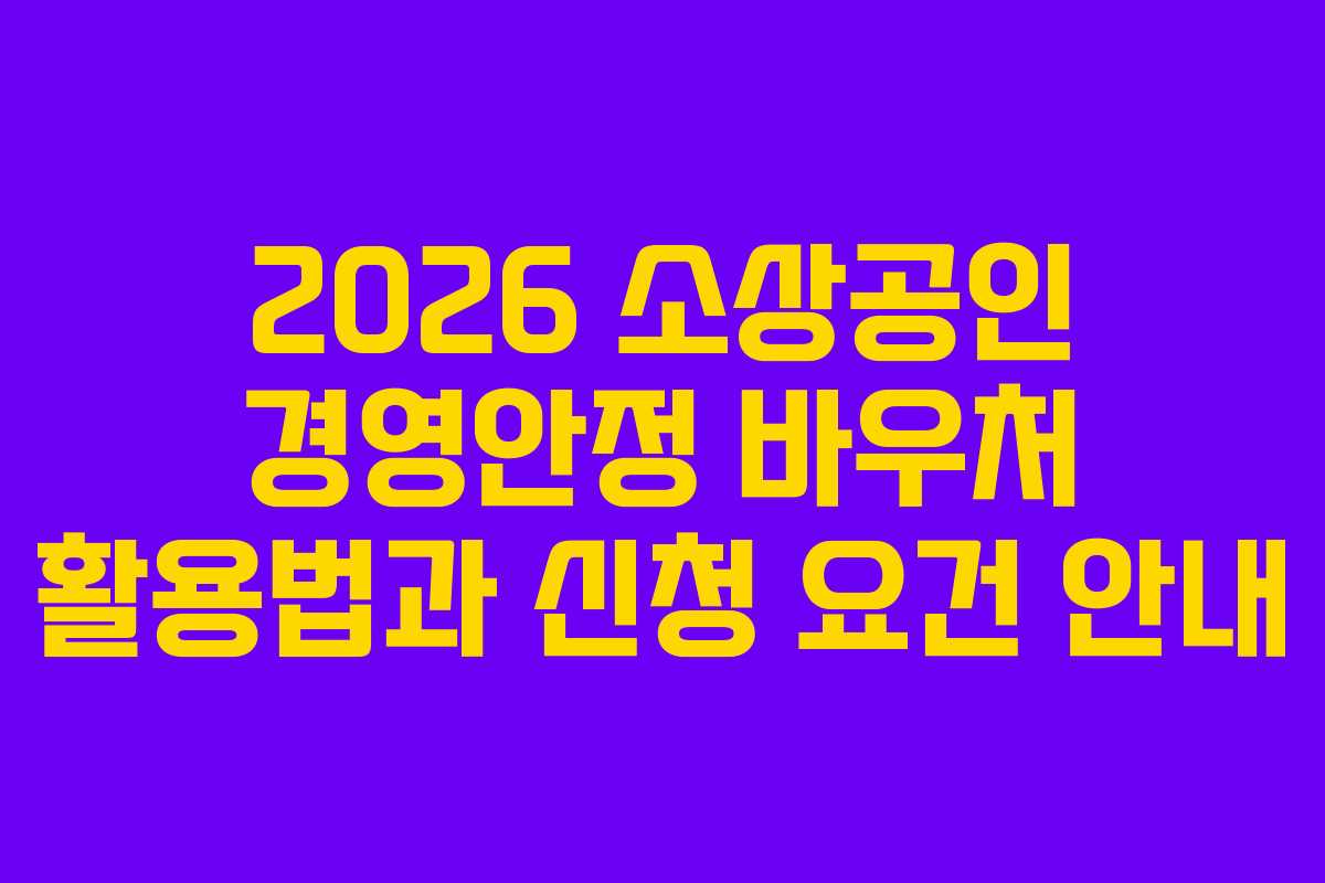 2026 소상공인 경영안정 바우처 활용법과 신청 요건 안내