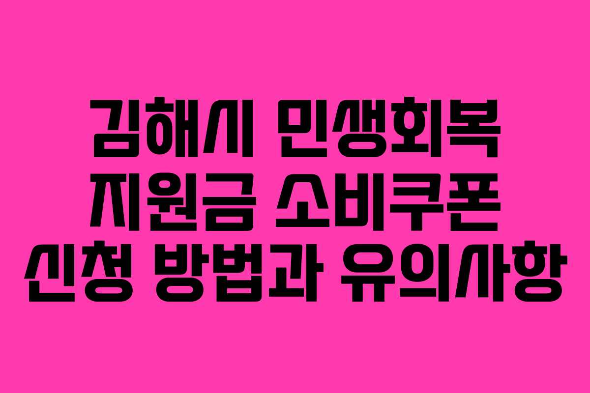 김해시 민생회복 지원금 소비쿠폰 신청 방법과 유의사항