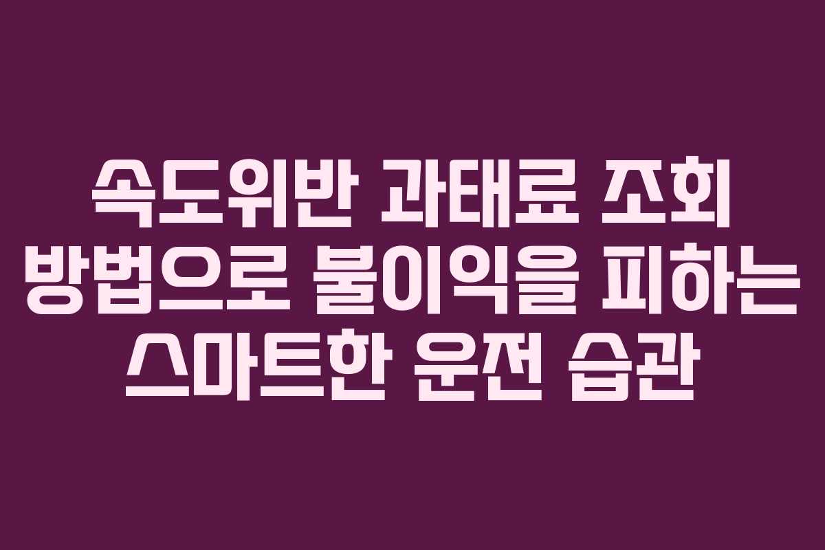 속도위반 과태료 조회 방법으로 불이익을 피하는 스마트한 운전 습관