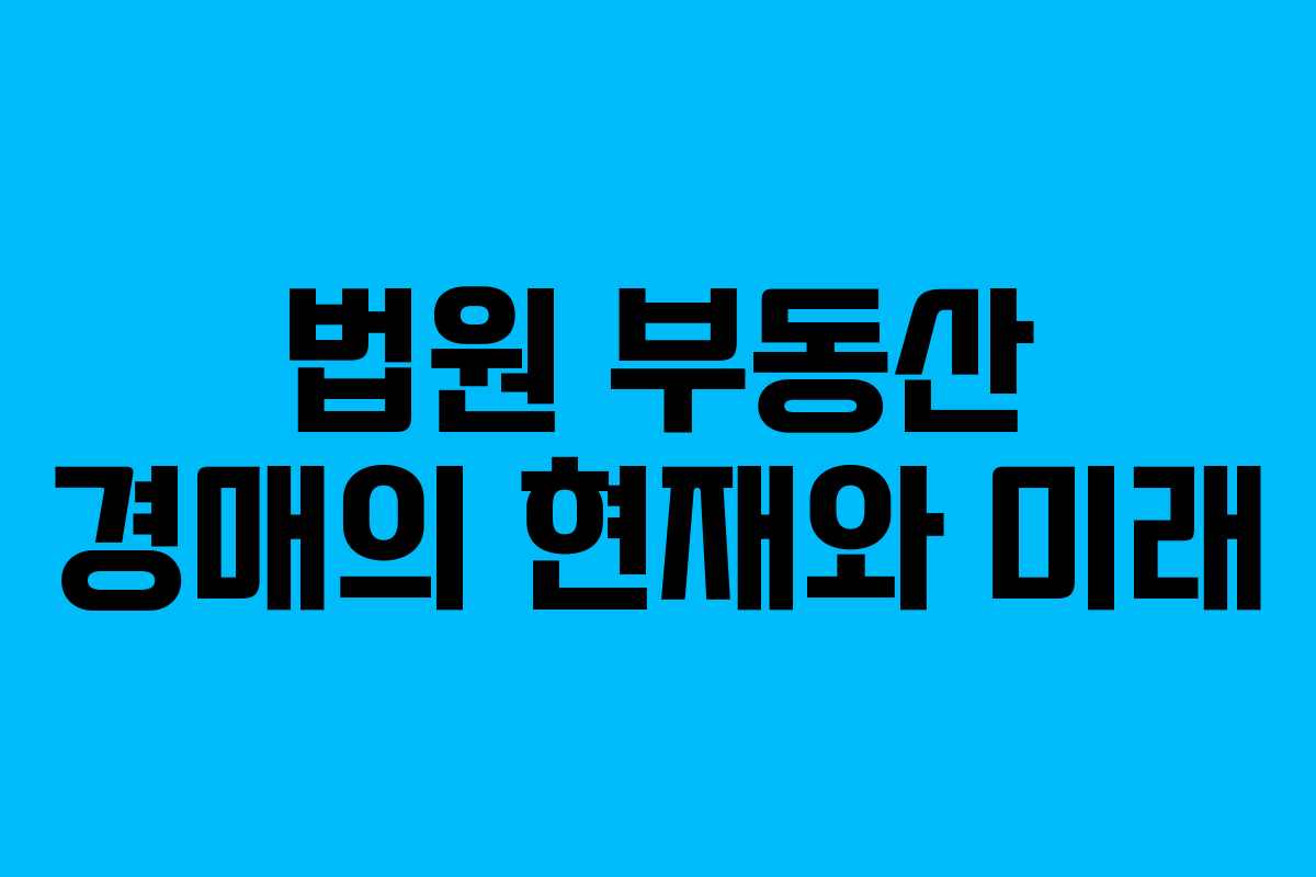 법원 부동산 경매의 현재와 미래
