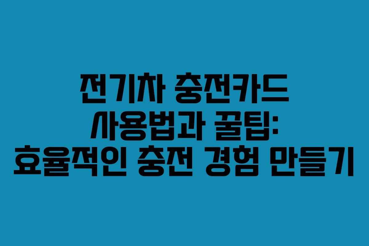 전기차 충전카드 사용법과 꿀팁: 효율적인 충전 경험 만들기