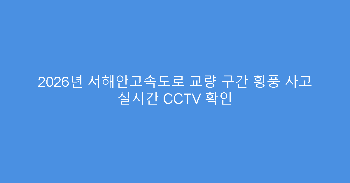 2026년 서해안고속도로 교량 구간 횡풍 사고 실시간 CCTV 확인