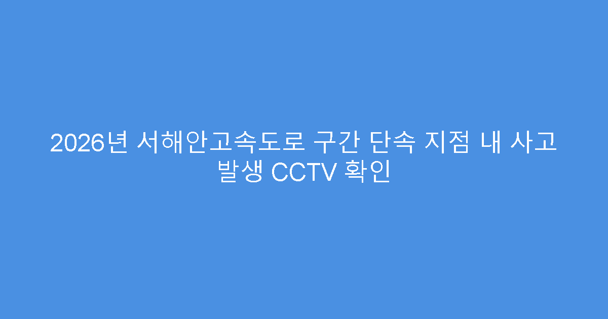 2026년 서해안고속도로 구간 단속 지점 내 사고 발생 CCTV 확인
