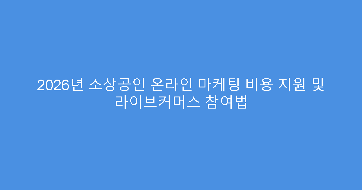2026년 소상공인 온라인 마케팅 비용 지원 및 라이브커머스 참여법