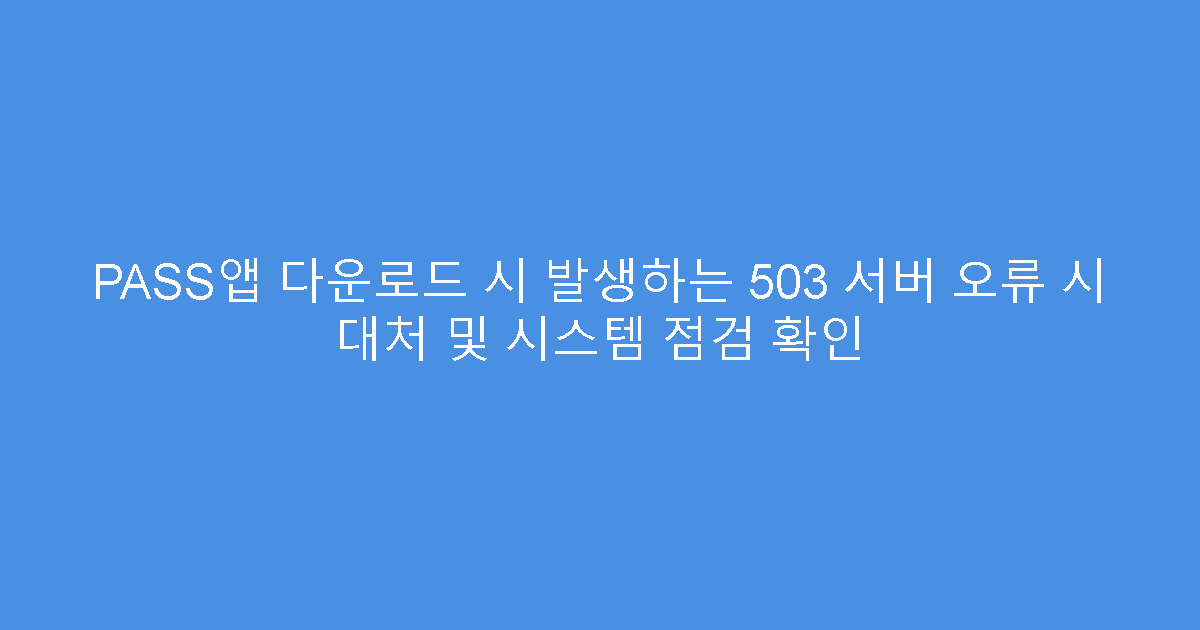PASS앱 다운로드 시 발생하는 503 서버 오류 시 대처 및 시스템 점검 확인