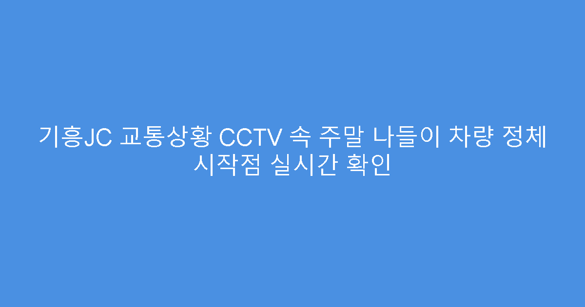 기흥JC 교통상황 CCTV 속 주말 나들이 차량 정체 시작점 실시간 확인