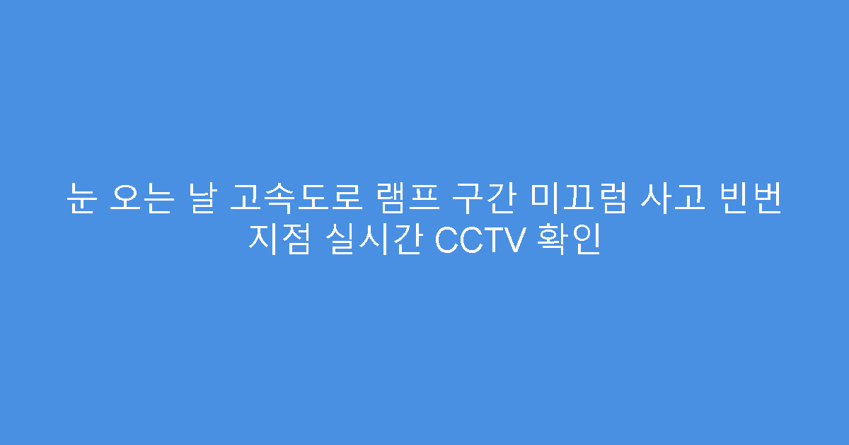 눈 오는 날 고속도로 램프 구간 미끄럼 사고 빈번 지점 실시간 CCTV 확인