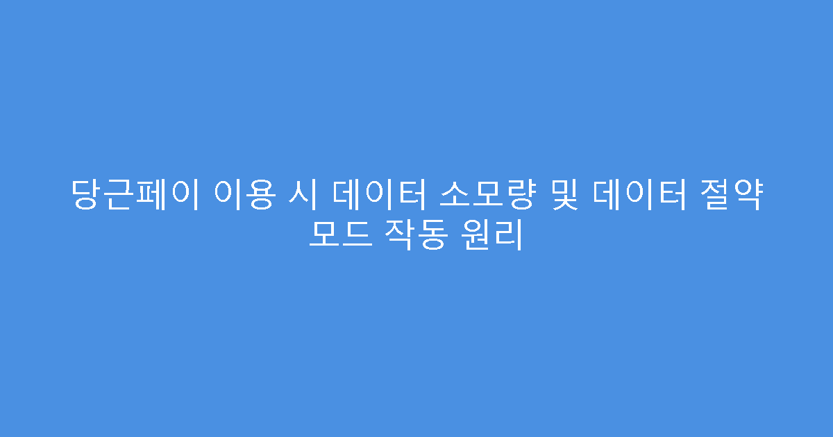 당근페이 이용 시 데이터 소모량 및 데이터 절약 모드 작동 원리