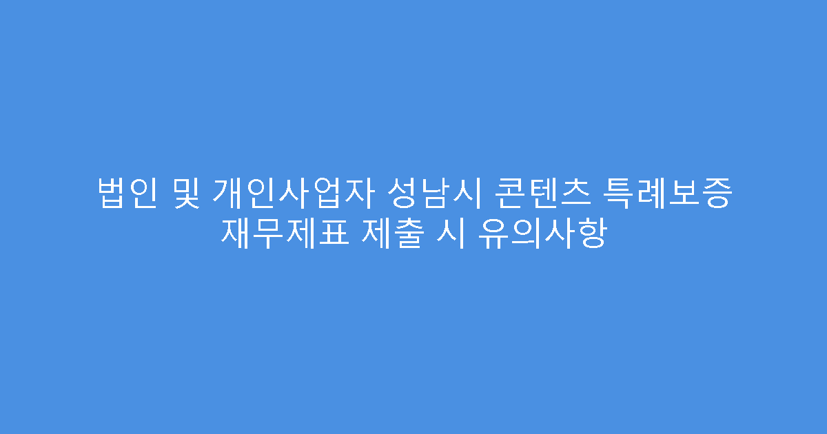 법인 및 개인사업자 성남시 콘텐츠 특례보증 재무제표 제출 시 유의사항