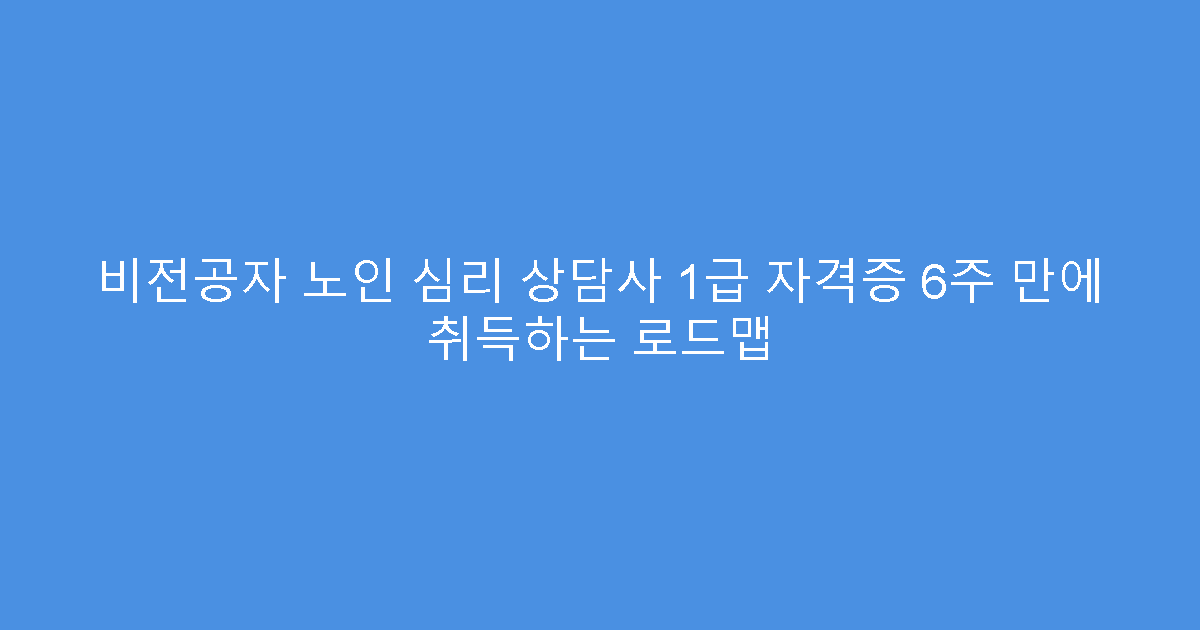 비전공자 노인 심리 상담사 1급 자격증 6주 만에 취득하는 로드맵