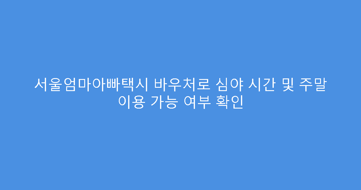 서울엄마아빠택시 바우처로 심야 시간 및 주말 이용 가능 여부 확인