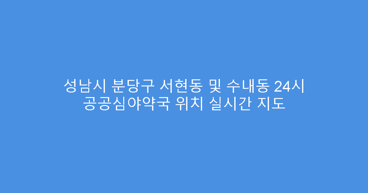 성남시 분당구 서현동 및 수내동 24시 공공심야약국 위치 실시간 지도