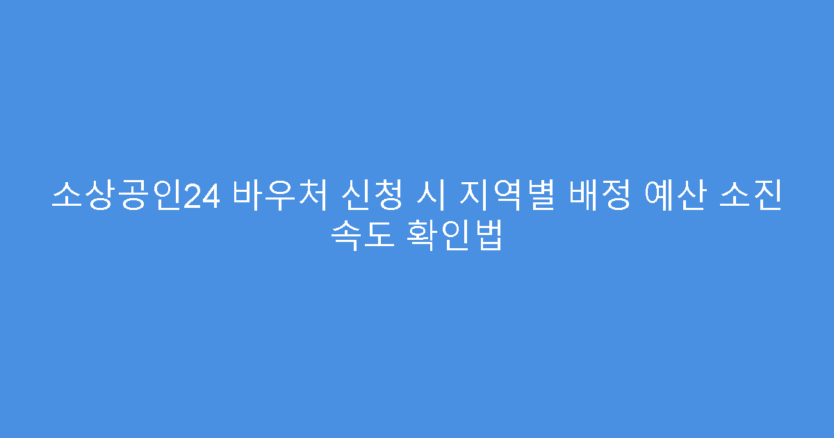 소상공인24 바우처 신청 시 지역별 배정 예산 소진 속도 확인법
