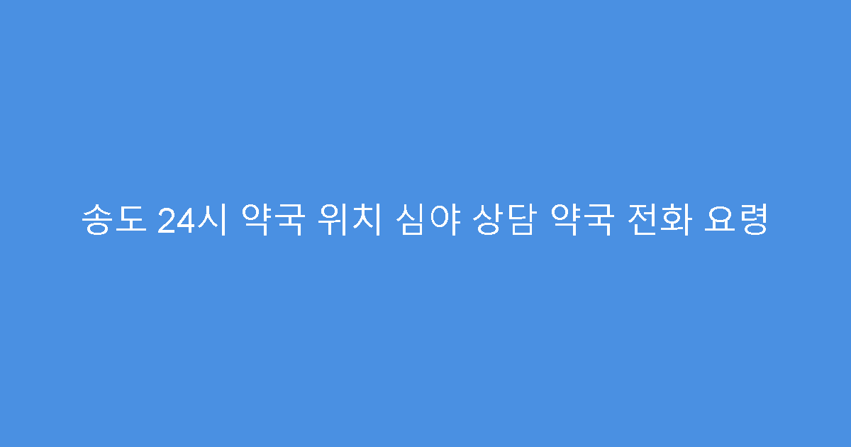송도 24시 약국 위치 심야 상담 약국 전화 요령