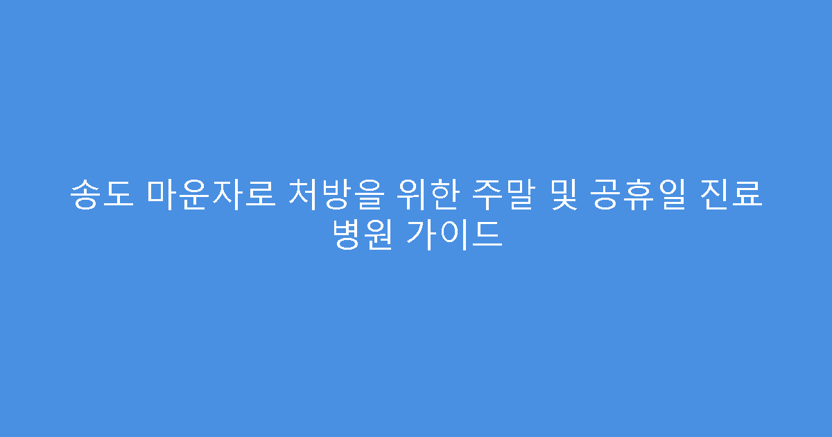 송도 마운자로 처방을 위한 주말 및 공휴일 진료 병원 가이드