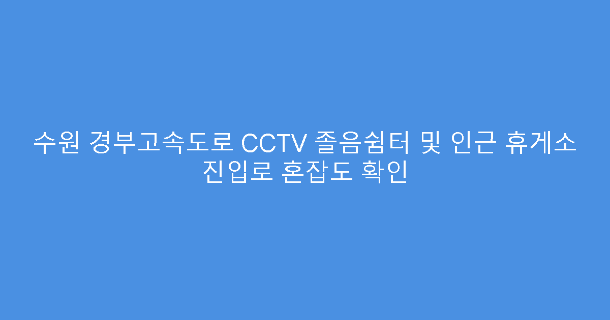 수원 경부고속도로 CCTV 졸음쉼터 및 인근 휴게소 진입로 혼잡도 확인