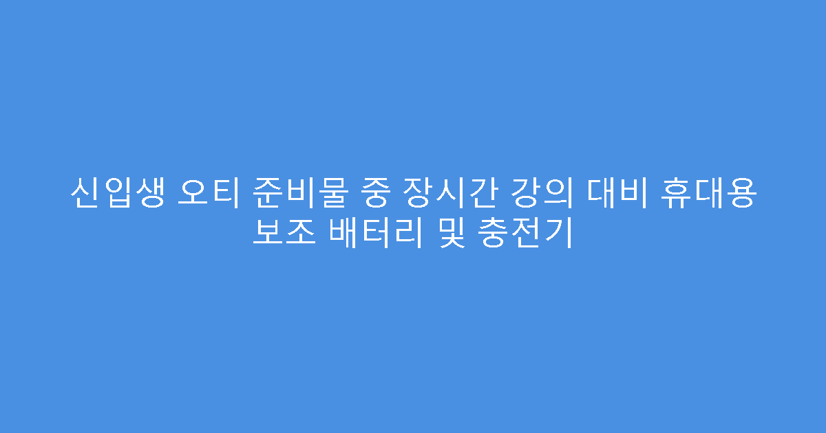 신입생 오티 준비물 중 장시간 강의 대비 휴대용 보조 배터리 및 충전기