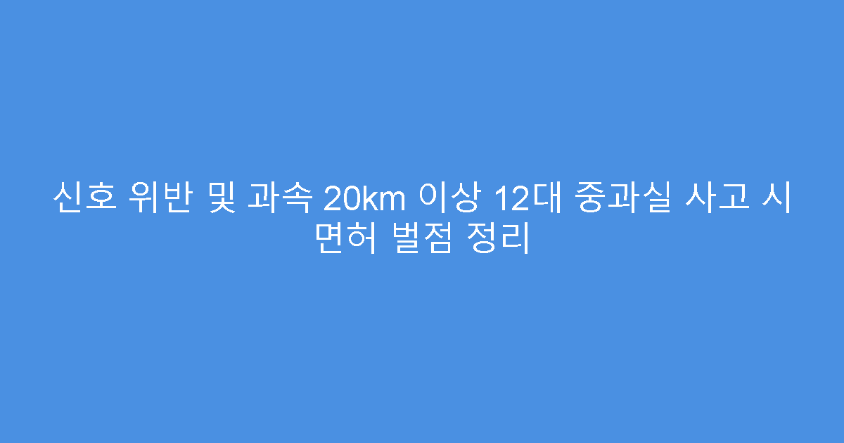 신호 위반 및 과속 20km 이상 12대 중과실 사고 시 면허 벌점 정리