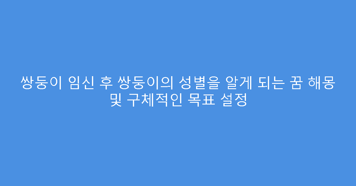 쌍둥이 임신 후 쌍둥이의 성별을 알게 되는 꿈 해몽 및 구체적인 목표 설정
