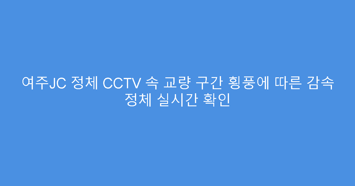여주JC 정체 CCTV 속 교량 구간 횡풍에 따른 감속 정체 실시간 확인