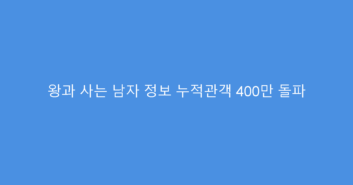 왕과 사는 남자 정보 누적관객 400만 돌파