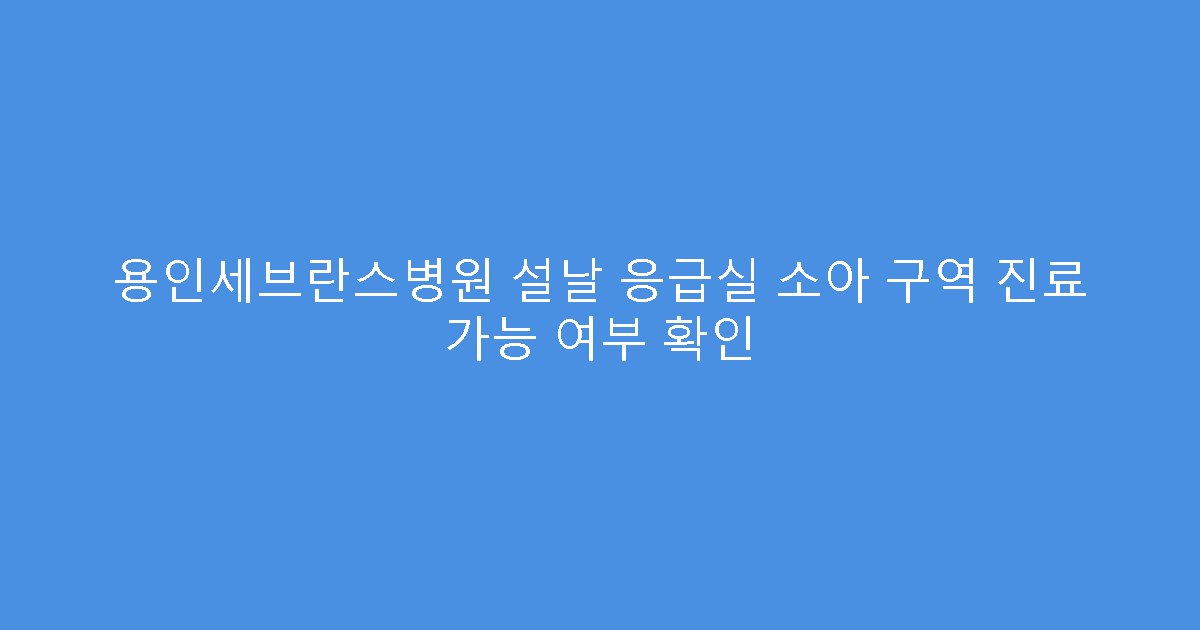 용인세브란스병원 설날 응급실 소아 구역 진료 가능 여부 확인