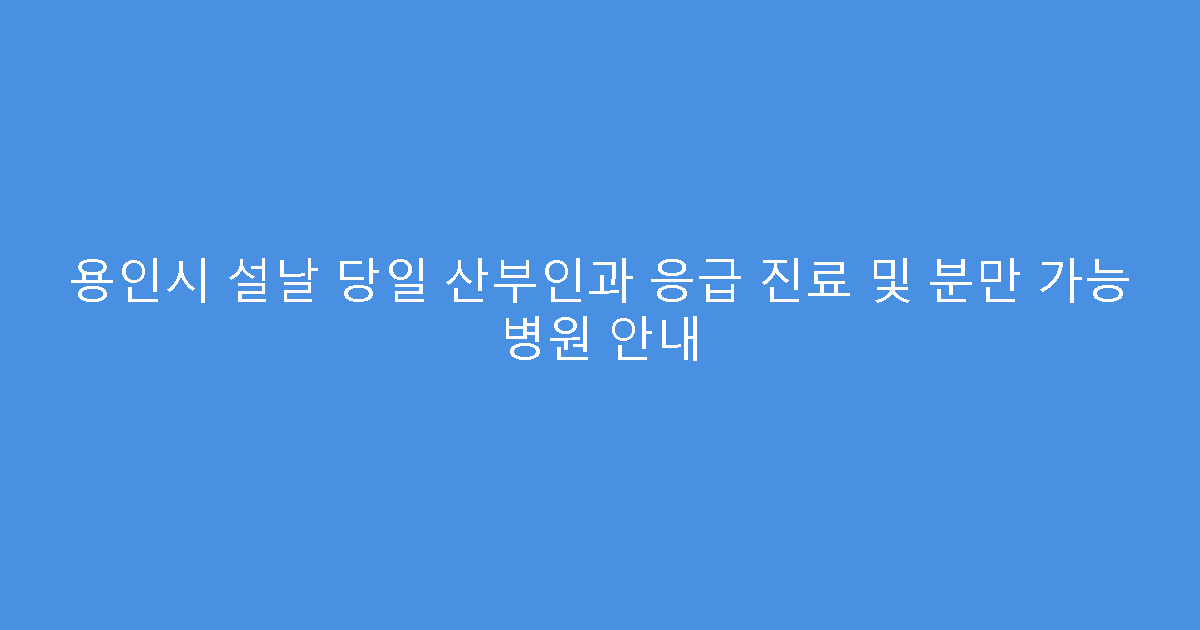 용인시 설날 당일 산부인과 응급 진료 및 분만 가능 병원 안내