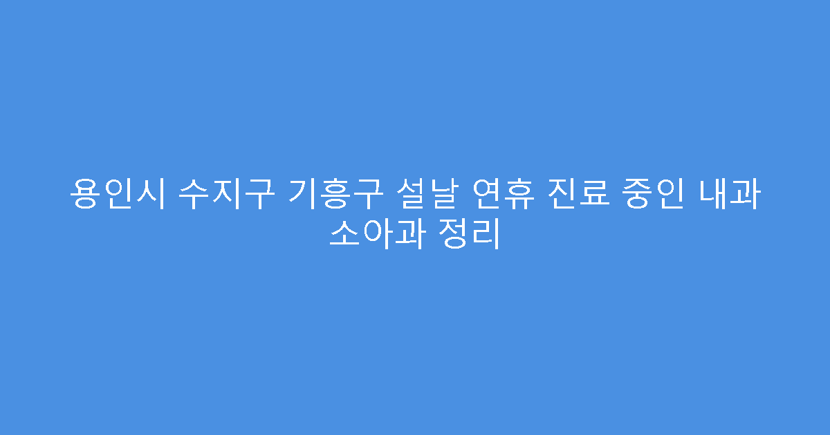 용인시 수지구 기흥구 설날 연휴 진료 중인 내과 소아과 정리