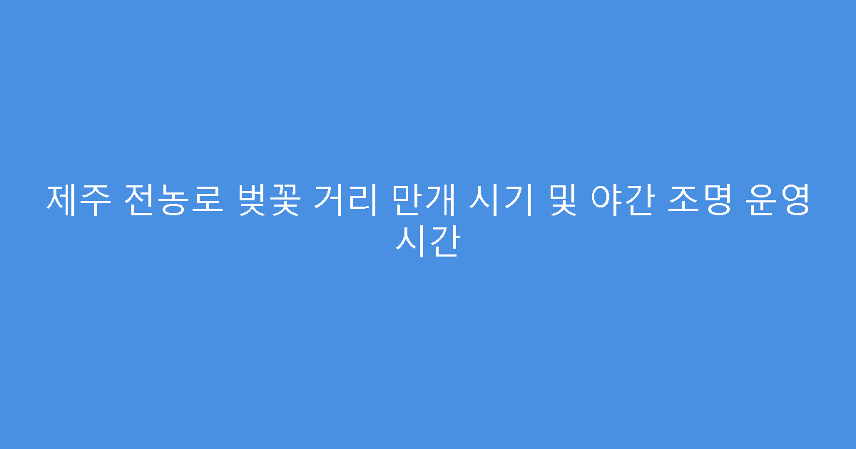 제주 전농로 벚꽃 거리 만개 시기 및 야간 조명 운영 시간