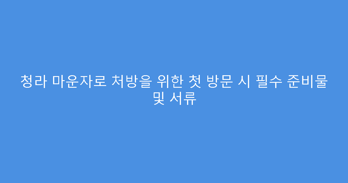 청라 마운자로 처방을 위한 첫 방문 시 필수 준비물 및 서류