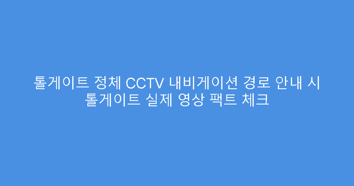 톨게이트 정체 CCTV 내비게이션 경로 안내 시 톨게이트 실제 영상 팩트 체크