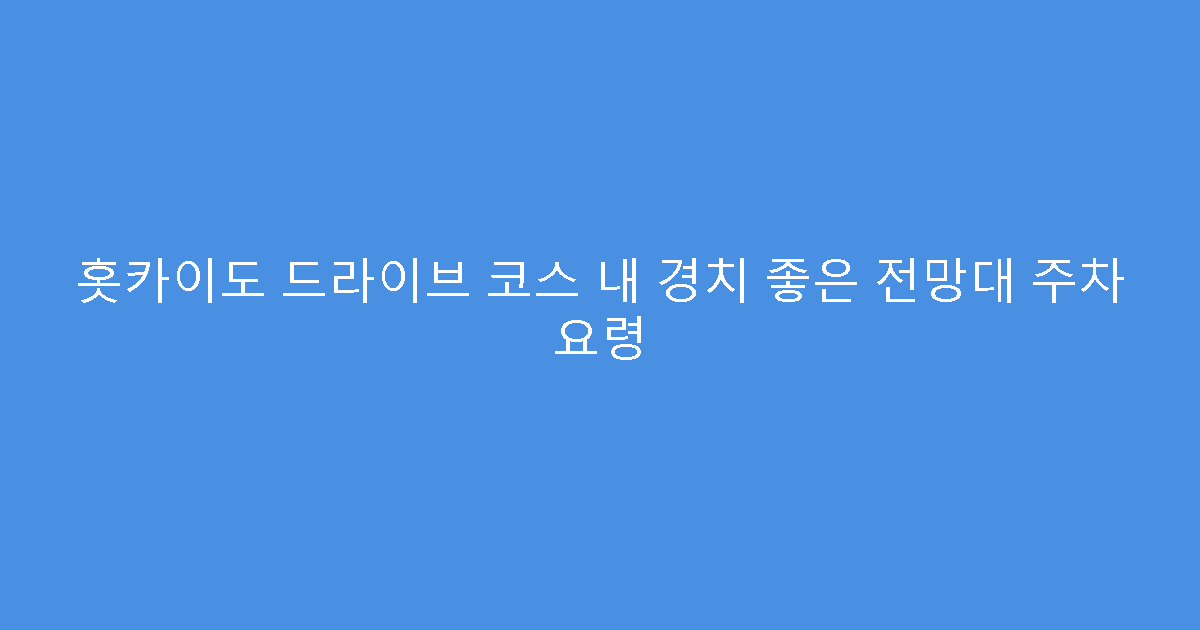 홋카이도 드라이브 코스 내 경치 좋은 전망대 주차 요령
