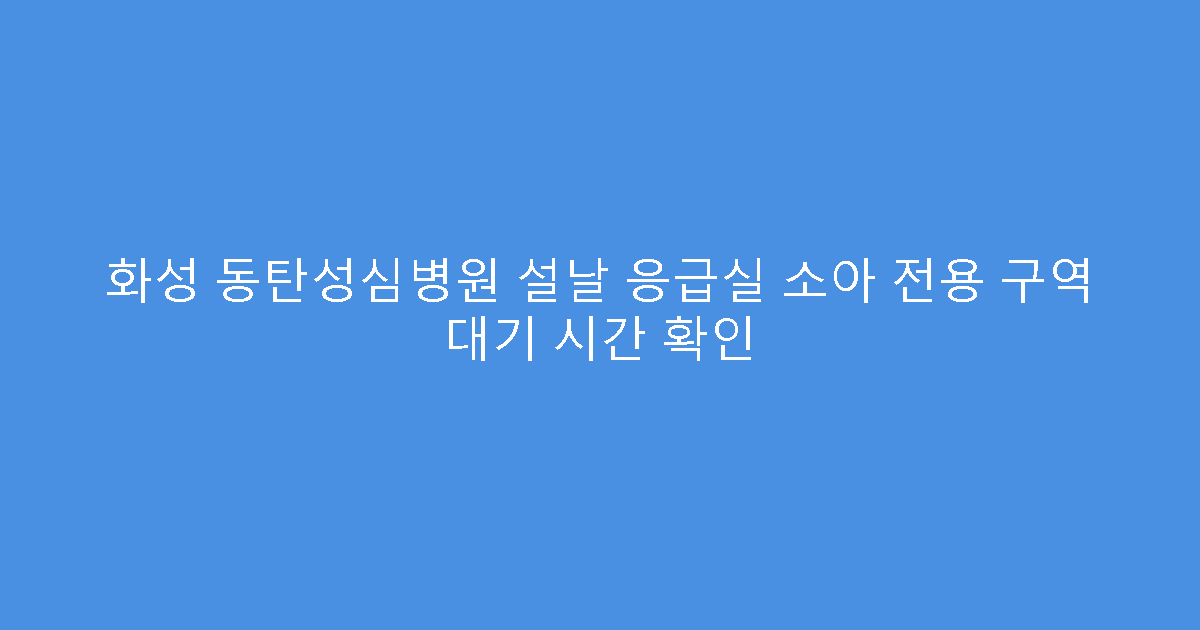 화성 동탄성심병원 설날 응급실 소아 전용 구역 대기 시간 확인