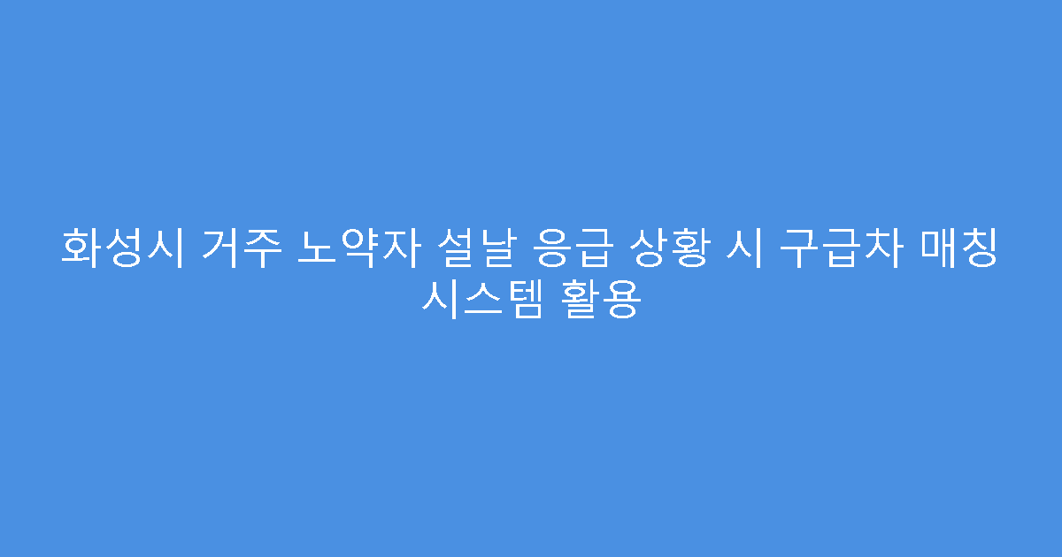 화성시 거주 노약자 설날 응급 상황 시 구급차 매칭 시스템 활용