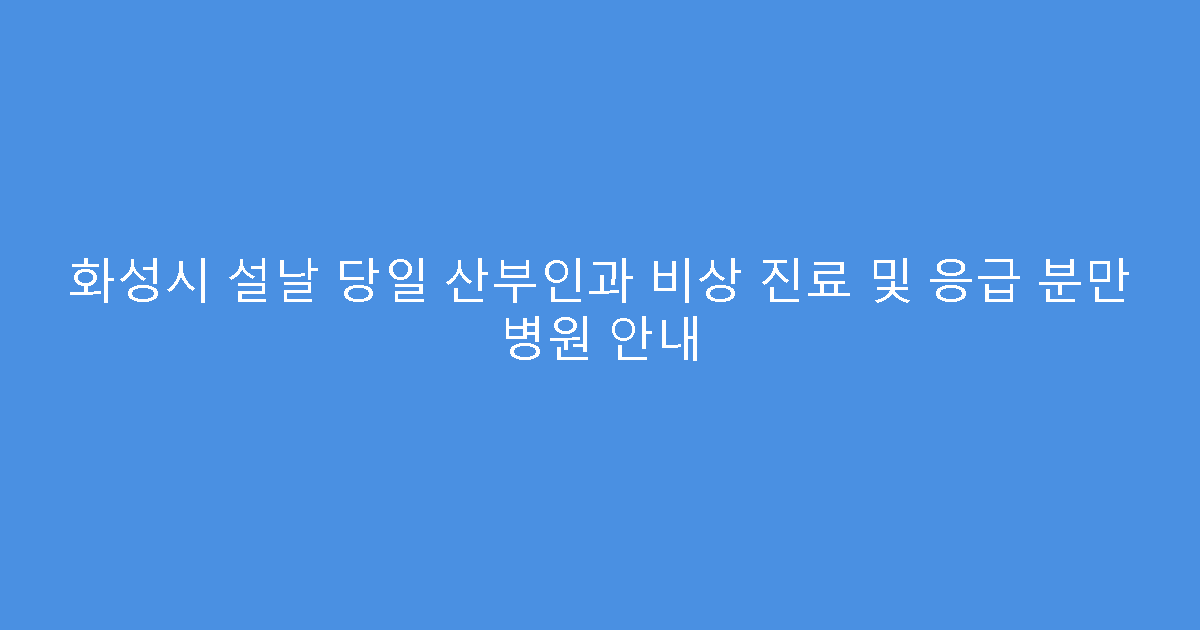 화성시 설날 당일 산부인과 비상 진료 및 응급 분만 병원 안내