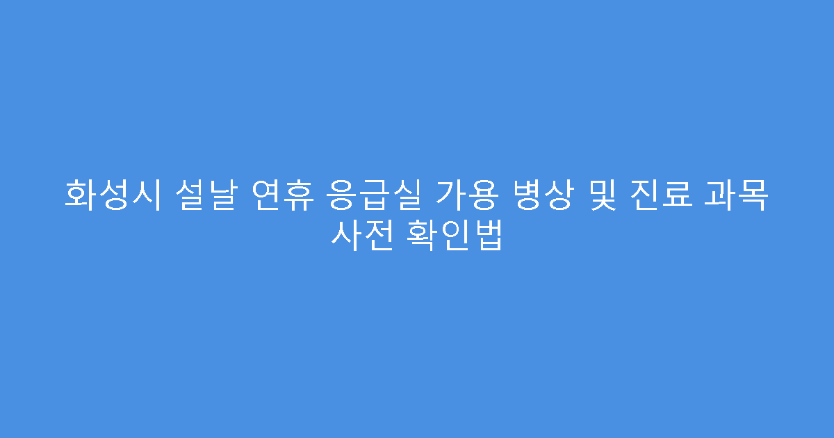 화성시 설날 연휴 응급실 가용 병상 및 진료 과목 사전 확인법